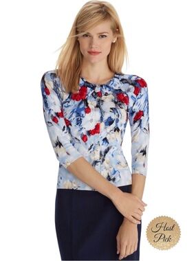 WHBM Watercolor Print Cardigan